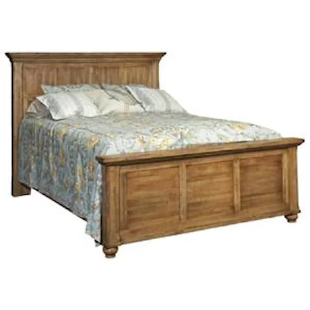 Rustic Queen Size Panel Bed with Antique Furniture Feel